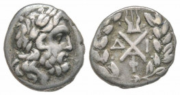Arkadia, Achaian League, MeROLLEROa, Triobol or Hemidrachm, 160-146 BC, AG 2.32 g.
Ref: BCD Peloponnesos 27.6 - VF