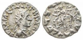 Baktrian Kingdom, Hermaios, Drachm, 40-1 BC, AG 2.3 g.
Ref: Sear 7740 - Near VF