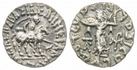 Baktrian Kingdom, Hermaeus, Azes I, Drachm, 40-1 BC, AG 2.1 g.
Ref: Mitch 322.2235 - Near EF