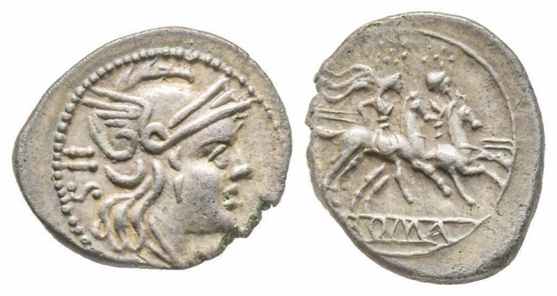 Roman Republic, anonymous, Sestertius, Rome, 211 BC, AG 1.06 g.
Ref: Crawford 44...