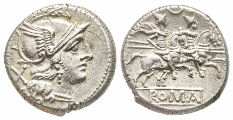 Roman Republic, anonymous, Denarius, Rome, 207 BC, AG 4.22 g.
Ref: Crawford 57/...
