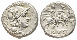 Roman Republic, anonymous, Denarius, Rome, 207 BC, AG 4.22 g.
Ref: Crawford 57/2, Sydenham 265 - Near EF