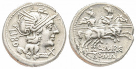 Roman Republic, Q. Marcius Libo, Rome, Denarius, 148 BC, AG 4.10 g.
Ref: Crawford 215/1, Syd. 396 - Near EF