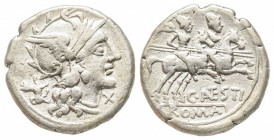 Roman Republic, C. Antestius, Rome, 146 BC, Denarius, AG 4.01
Ref: Crawford 219/1a - VF