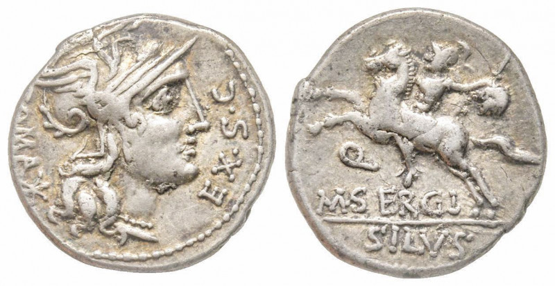 Roman Republic, M. Sergius Silus, Rome, 116-115 BC, Denarius, AG 3.74 g.
Ref: Cr...
