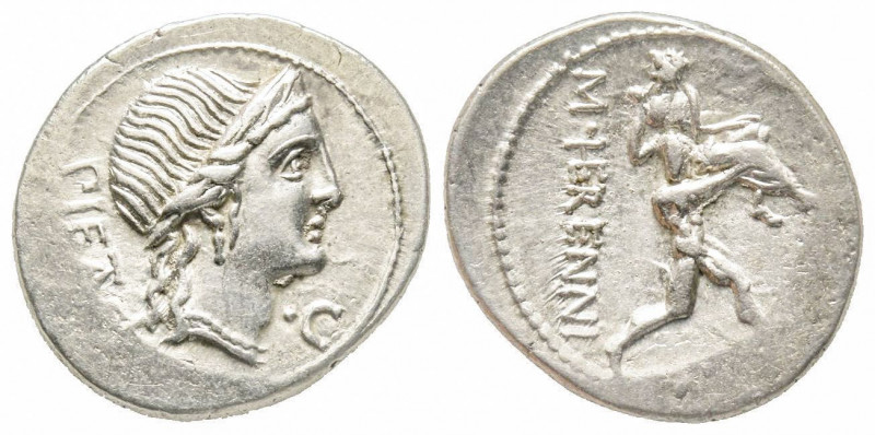 Roman Republic, M. Herennius, Roma, 108-107 BC, Denarius, AG 3.95 g.
Ref: Crawfo...