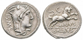 Roman Republic, L. Thorius Balbus, Rome, 105 BC, Denarius, AG 3.99 g. 
Ref: Crawford 316/1 - Near EF