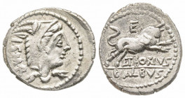Roman Republic, L. Thorius Balbus, Rome, 105 BC, Denarius, AG 3.77 g. 
Ref: Crawford 316/1 - VF