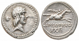 Roman Republic, L. Calpurnius Piso Frugi, Rome, 90 BC, Denarius, AG 3.99 g. Exergue: XXXI
Ref: Crawford 340/1, Sydenham 663b - Good VF