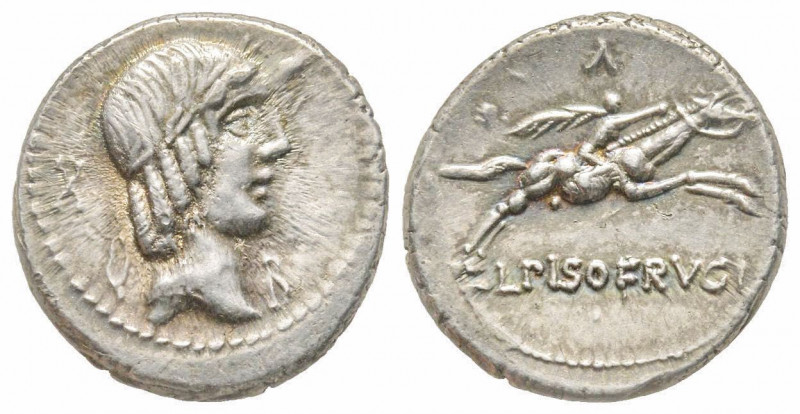 Roman Republic, C. Calpurnius L.f. Frugi, Rome, 90 BC, Denarius, AG 3.91 g. 
Ref...