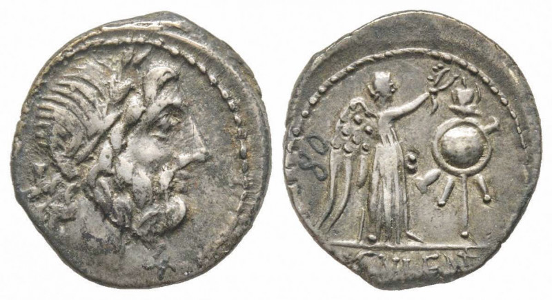 Roman Republic, Cn. Lentulus Clodianus, Rome, 88 BC, Quinarius, AG 2.00 g.
Ref: ...