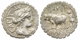 Roman Republic, C. Marius C.f. Capito, Rome, 81 BC, Denarius serratus, AG 4.00 g.
Ref: Crawford 378/1c - Near VF
