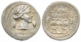 Roman Republic, L. Furius Cn. f. Brocchus, Rome, 63 BC, Denarius, AG 4.00 g.
Ref: Crawford 414/1 - Near EF