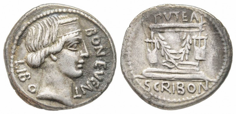 Roman Republic, L. Scribonius Libo, Rome, 62 BC, Denarius, AG 3.84 g.
Ref: Crawf...