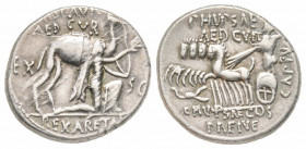 Roman Republic, M. Aemilius Scaurus and Pub. Plautius Hypsaeus, Rome, 58 BC, Denarius, AG 3.90 g. Ref: Crawford 422/1b - Near VF