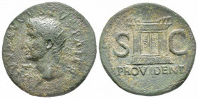 Augustus 27 BC- 14 AD, Dupondius, 22-30 BC, AE 10.66 g. 
Ref: RIC 81 (Tiberius), C. 228 - Fine