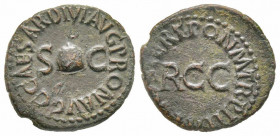 Gaius (Caligula), Quadrans, Rome, AD 40-41, AE 2.62 g. 
Ref: RIC 52, C. 7 - VF