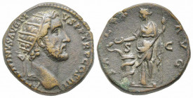 Antoninus Pius 138-161, Dupondius, Rome, AD 140-144, AE 11.5 g.
Ref: RIC 668, C 714 - VF