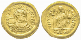Iustinianus I 527 - 538, Solidus, Constantinople, AD 527-538, AU 4.16 g.
Ref: Sear 140 - VF