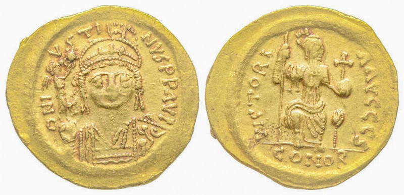 Iustinus II 565-578, Solidus, Constantinople, AD 565-578, AU 4.47 g. 
Ref: Sear ...