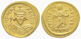 Phocas 602-610, Solidus, Constantinople, AD 607-609, AU 4.28 g.
Ref: Sear 620 - Near VF