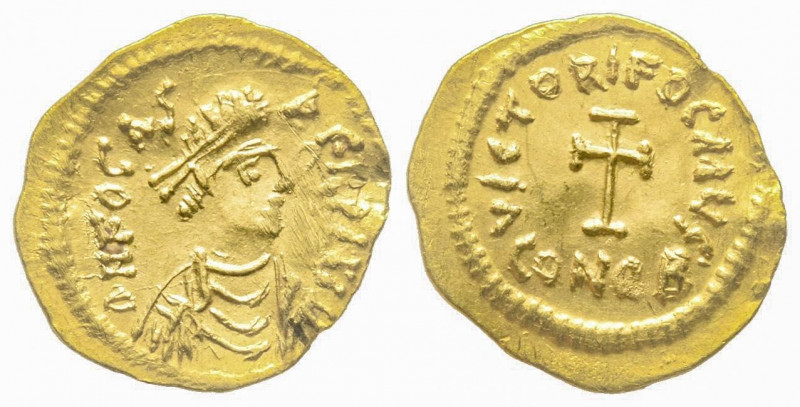 Phocas 602-610, Tremissis, Constantinople, AD 602-610, AU 1.31 g
Ref: Sear 634va...