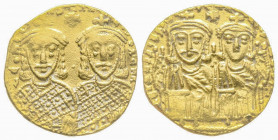 Leo IV the Khazar with Constantine VI, Leo III, and Constantine V, Solidus, Constantinople, AD 780-787, AU 4.32 g.
Ref: Sear 1584 - Near VF, Possible ...