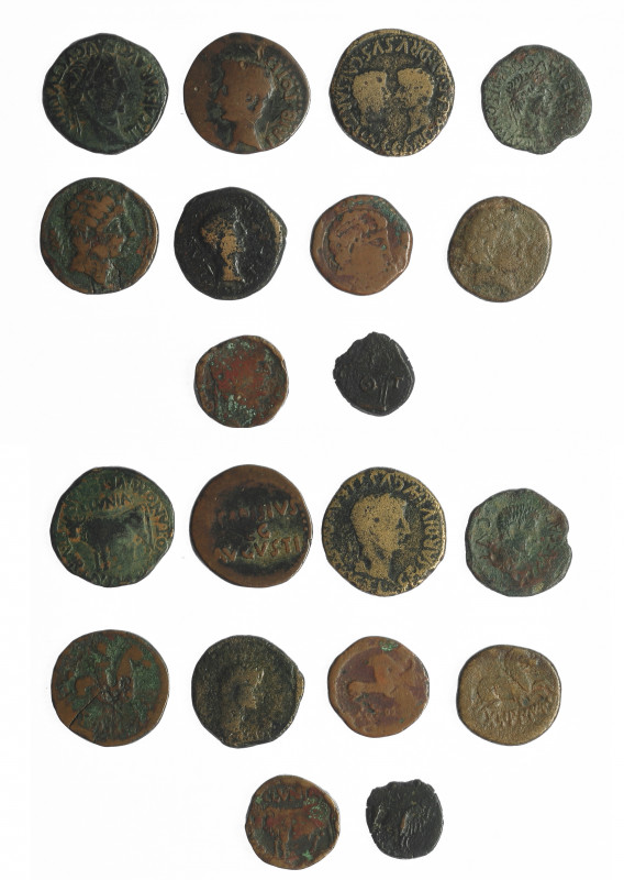 HISPANIA ANTIGUA. Lote de 10 monedas: Caesaraugusta (1), Clunia (2), Kili (1), a...