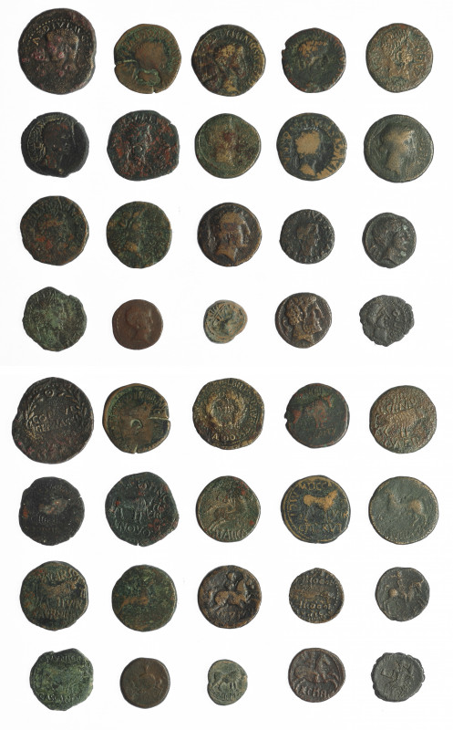 HISPANIA ANTIGUA. Lote de 20 monedas de bronce ibéricas e hispano-romanas, algun...