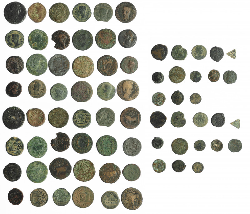 HISPANIA ANTIGUA. Lote de 37 bronces antiguos, en su mayoría hispano-romanos y r...