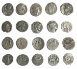 REPÚBLICA ROMANA. Lote de 9 denarios: Thoria, Procilia, Appuleia (forrado), Cornelia, Memmia, Cupiennia, Anónimo, Pomponia y Cornelia. BC+/MBC.