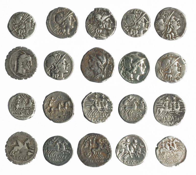 REPÚBLICA ROMANA. Lote de 10 denarios: anónimos (2), Aelia, Cupiennia, Matiena, ...