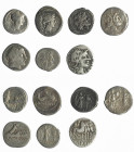 REPÚBLICA ROMANA. Lote de 7 monedas: denarios (5: Cordia, anónimo, Domitia, Furia, Manlia) y victoriatos (2). BC-/BC+.