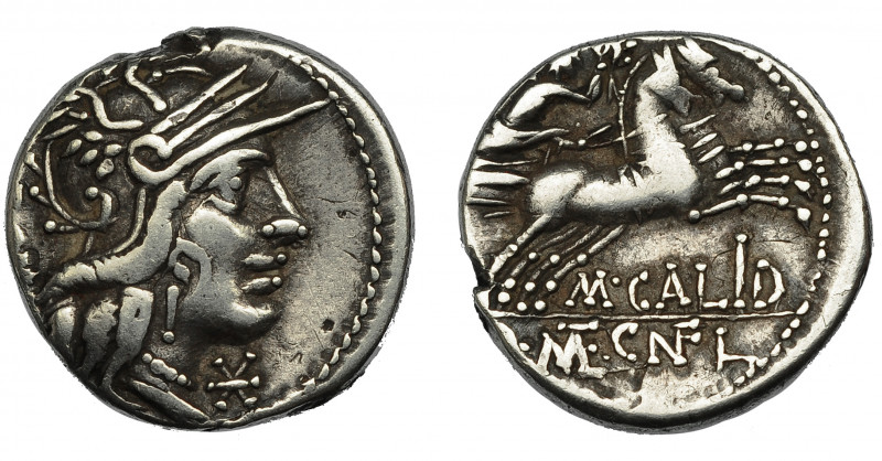 REPÚBLICA ROMANA. CALIDIA. Denario. Norte de Italia (117-116 a.C.). R/ M CALIO, ...