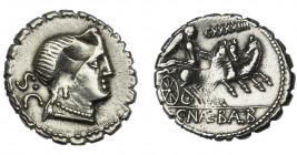 REPÚBLICA ROMANA. NAEVIA. Denario. Roma (79 a.C.). R/ Victoria en triga a der.; encima número, en exergo C NAE BALB. AR 3,83 g. 18,5 mm. CRAW-328.1b. ...