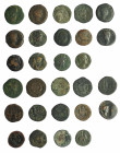 IMPERIO ROMANO. Lote de 14 monedas de bronce, ibéricas (4) e hispano-romanas (10). Una de ellas resellada. Todas de módulo as. BC-/BC+.