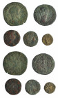 IMPERIO ROMANO. lote de 5 bronces de diferentes módulos: 1 sestercio, 1 as, 2 AE romanos imperiales y 1 cuadrante. MC a MBC.