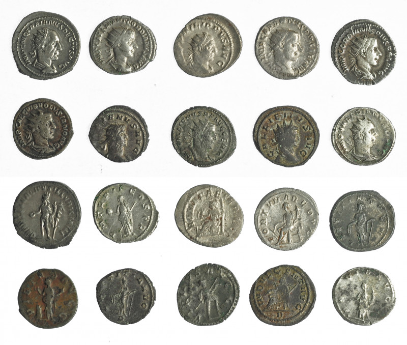 IMPERIO ROMANO. Lote de 10 antoninianos: Filipo II, Volusiano, Gordiano III (3),...