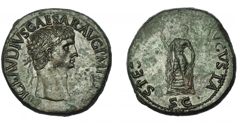 IMPERIO ROMANO. CLAUDIO I. Sestercio. Roma (42 d.C.). R/ Spes a izq. con flor y ...