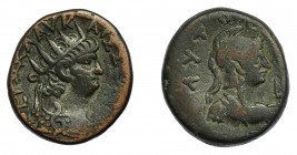 IMPERIO ROMANO. NERÓN. Tetradracma. Alejandría (66-67 d.C.). A/ Busto radiado a der. R/ Busto de Roma a der., delante fecha L(I-). VE 12,85 g. 24,5 mm...