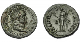 IMPERIO ROMANO. VESPASIANO. Dupondio. Roma (73 d.C.). R/ Felicitas con cornucopia a izq.; FELICITAS PVBLICA. AE 12,10 g. 28 mm. RIC-581. Erosiones. MB...