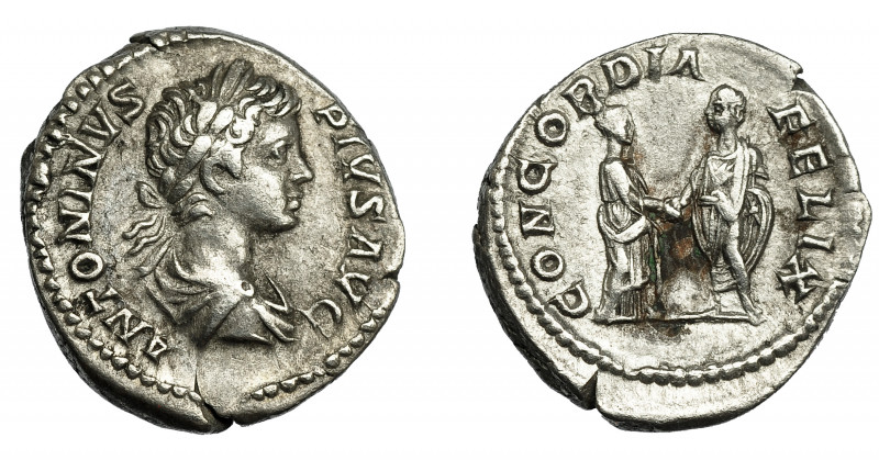 IMPERIO ROMANO. CARACALLA. Denario. Roma (205-206). R/ El emperador y Plautila e...