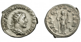 IMPERIO ROMANO. FILIPO I. Antoniniano. Roma (244-247). R/ Felicitas con cornucopia y caduceo; FELICITAS TEMP. VE 3,70 g. 22,6 mm. RIC-31. P.O. MBC-.