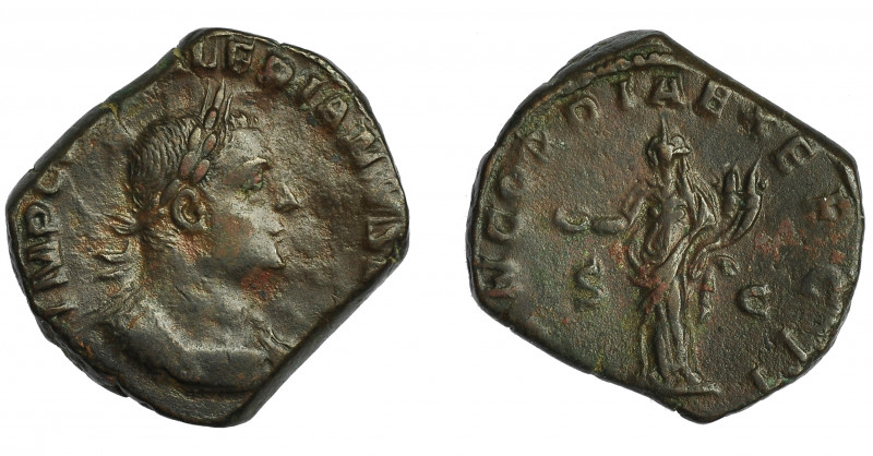 IMPERIO ROMANO. VALERIANO I. Sestercio. Roma (254). R/ Concordia a izq. con páte...