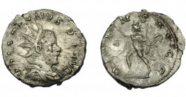 IMPERIO ROMANO. VALERIANO I. Antoniniano. Colonia (257-259). R/ Sol avanzando a izq. con látigo; ORIENS AVGG. VE 3,58 g. 21,5 mm. RIC-12. P.O. MBC-.