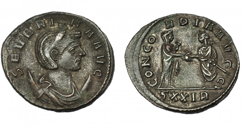IMPERIO ROMANO. SEVERINA. Antoniniano. Roma (270-275). R/ Aureliano y Severina d...