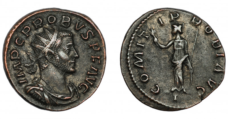 IMPERIO ROMANO. PROBO. Antoniniano. Lugdunum, (276-282). R/ Minerva con lanza, e...