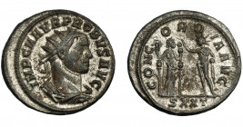 IMPERIO ROMANO. PROBO. Antoniniano. Ticinum (276-282). R/ Concordia a der. con dos insignias frente al Sol; CONCORDIA AVG, exergo SXXT. VE 5,38 g. 23,...