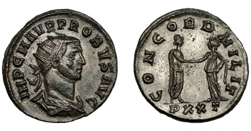 IMPERIO ROMANO. PROBO. Antoniniano. Ticinum (276-282). R/ Probo a der. dando la ...