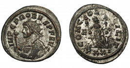 IMPERIO ROMANO. PROBO. Antoniniano. Ticinum (276-282). R/ Concordia a izq. con dos insignias; E/PXXI. VE 3,63 g. 24,5 mm. RIC-479. R.P.O. EBC-.